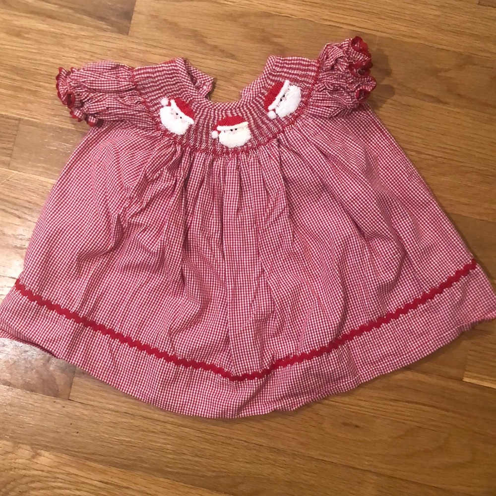 Smocked Christmas Dress, 3 Months, Red Gingham